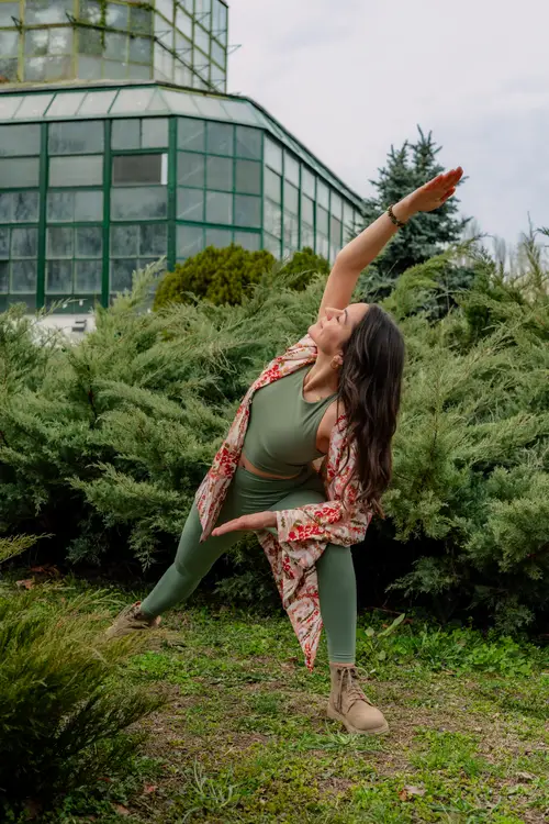 Outdoor yoga session with natural lighting